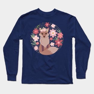 cute fox leaves flower Long Sleeve T-Shirt